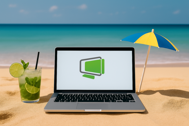 20250724_1750_Logo su Schermo Spiaggia_remix_01k0yhtjztfxe8xesn2xphz7gr